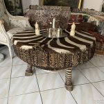 Mid Century Afrikai Zebra Dob-Asztal Különlegesség - 5