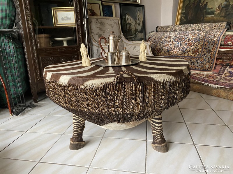 Mid Century Afrikai Zebra Dob-Asztal Különlegesség