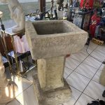 Antik Faragott kő kerti madárfürdető vagy keresztelő medence - 4