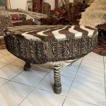 Mid Century Afrikai Zebra Dob-Asztal Különlegesség - 7