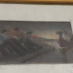 Fábián Imre pasztell " Robotos Hajósok " 1947 Hajóvontatók - 2