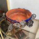 Art Deco Üveg - Kovácsoltvas Kínáló Degué 1920-30 - 4