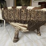 Mid Century Afrikai Zebra Dob-Asztal Különlegesség - 4