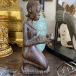Afrikai kézzel faragott fa női szobor - 4