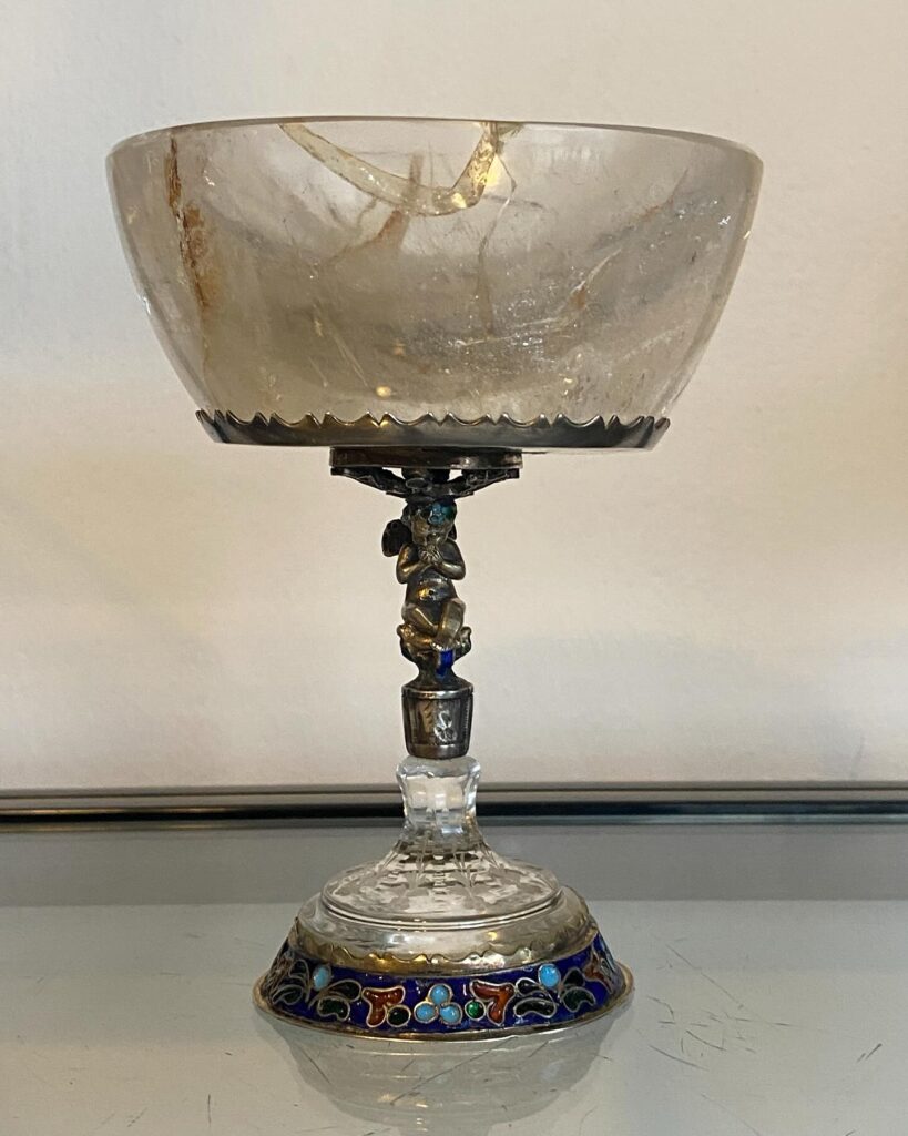 19.th Century Viennese Gilt  enamel Silver - Mounten Rock Crystal Goblet …… - 1