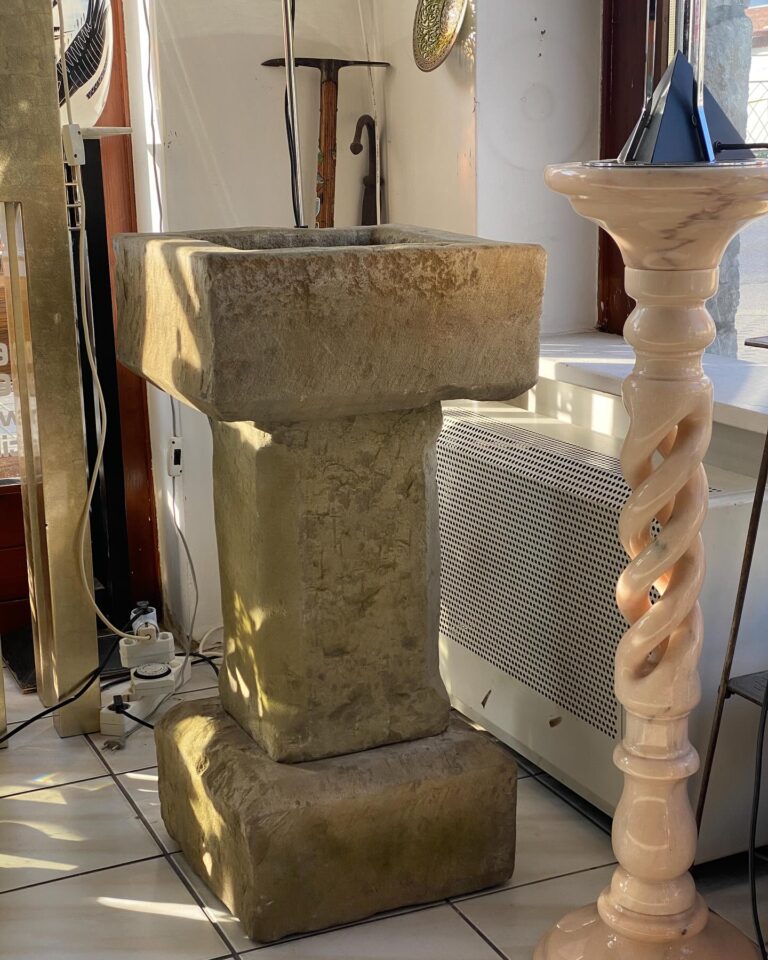 Old Carved Stone Baptismal font or Garden Bird Bath…