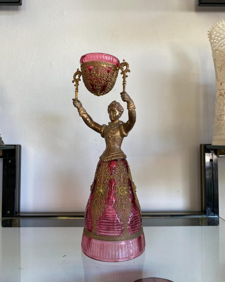 German Gilt Metal  Glass Figural Wedding Cup……..