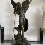 Impozáns Uriél Angyal Bronz Szobor - 5